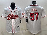 Men's San Francisco 49ers #97 Nick Bosa New White With Patch Cool Base Stitched Baseball Jersey,baseball caps,new era cap wholesale,wholesale hats